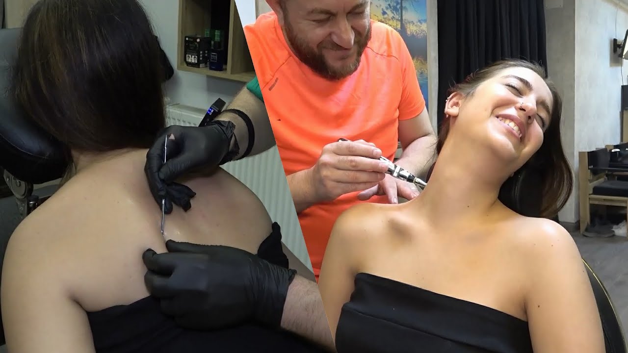 ASMR FEMALE BACK ACNE REMOVAL + CRACKS + head,face,back,hip,throat,chest,arm,foot,leg,belly massage