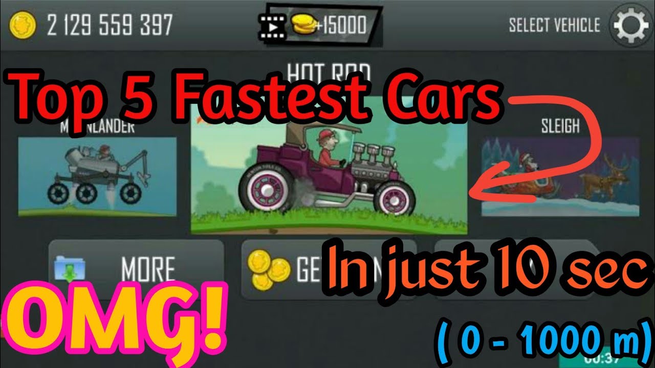 Top 5 fastest cars in Hill Climb Racing🔥 YouTube
