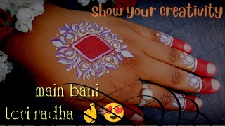 Radha rani 🫸🫷hand kolka/ 🪻colour kolka design 🌷#kolkadesign #colours #chandan art