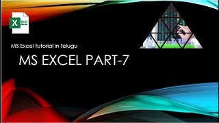 MS Excel part-7 in telugu II MS Excel tutorial in telugu
