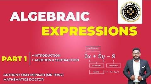 Algebraic Expressions. Part 1. Introduction. With Sir Tony, Mathematics Doctor.