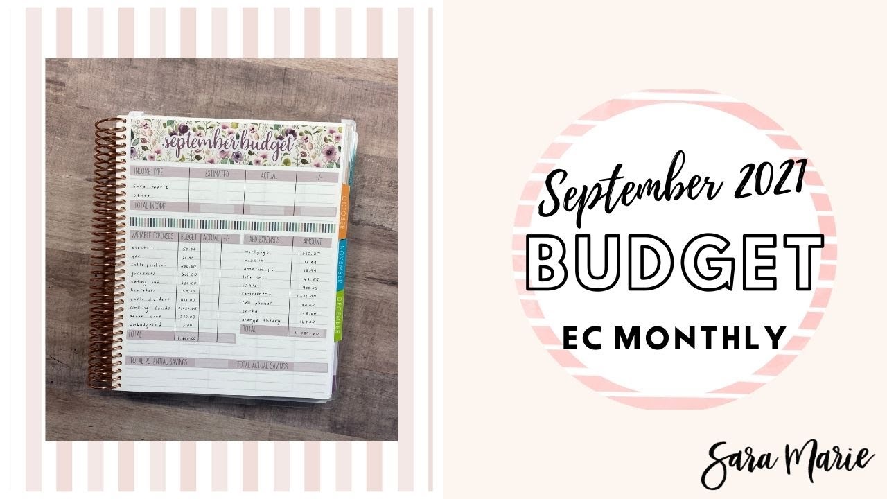 September 2021 Budget | Sara Marie Stickers | EC Monthly | Paper Budget |