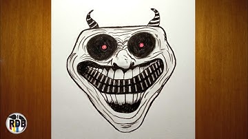 how to draw Troll Face step-by-step using just a pencil and brush