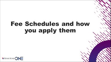 Applying Fee Schedules