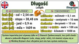 Długość Angielski Miary Jednostki System Imperialny Metryczny Cm M Ft - Units Of Length In English