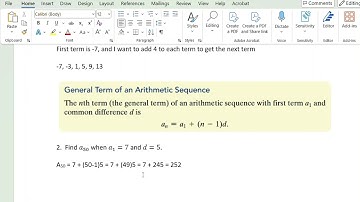 Section 8.2 Video: Finding Terms of an Arithmetic Sequence