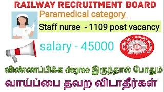Railway paramedical jobs 2019|RRB paramedical category 2019|Railway staff nurse vacancy