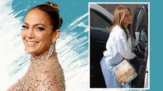 jennifer lopez arrives in crewneck sweater for dance rehearsal