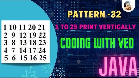 Pattern Program - #32 || 1 to 25 print number vertically in pattern || number pattern program