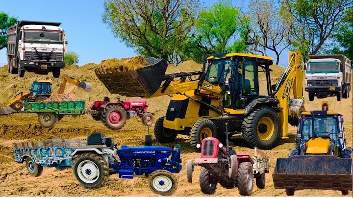 JCB 3dx Backhoe Fully Loading Mud in 4wd Mahindra Arjun NOVO Swaraj 744 with John Deere Doz #jcb#3dx
