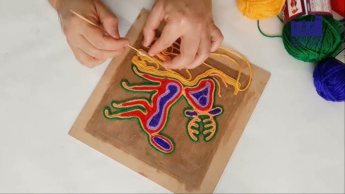 Yarn Painting Inspired by the Huichol of Mexico Art Tutorial - Hispanic  Heritage Month 