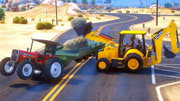 Mahindra 475 Di Tractor Fully Loaded with Red Mud Overturned with JCB 3dx | Jcb Video