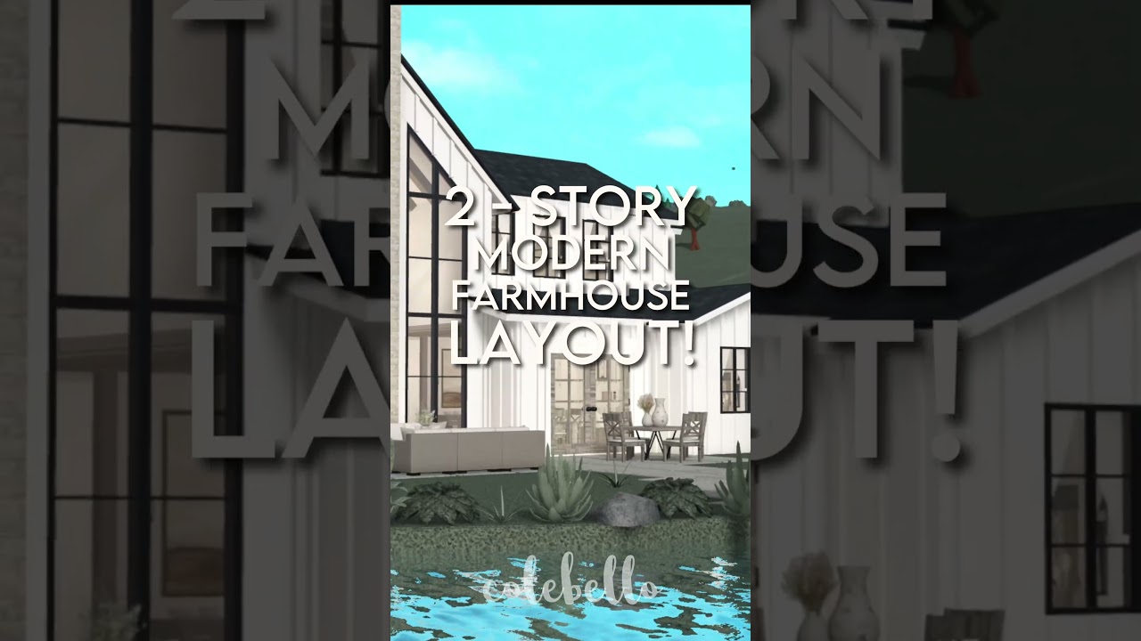 bloxburg two story modern farmhouse layout! #roblox #bloxburgbuilds #bloxburglayout #bloxburghouse