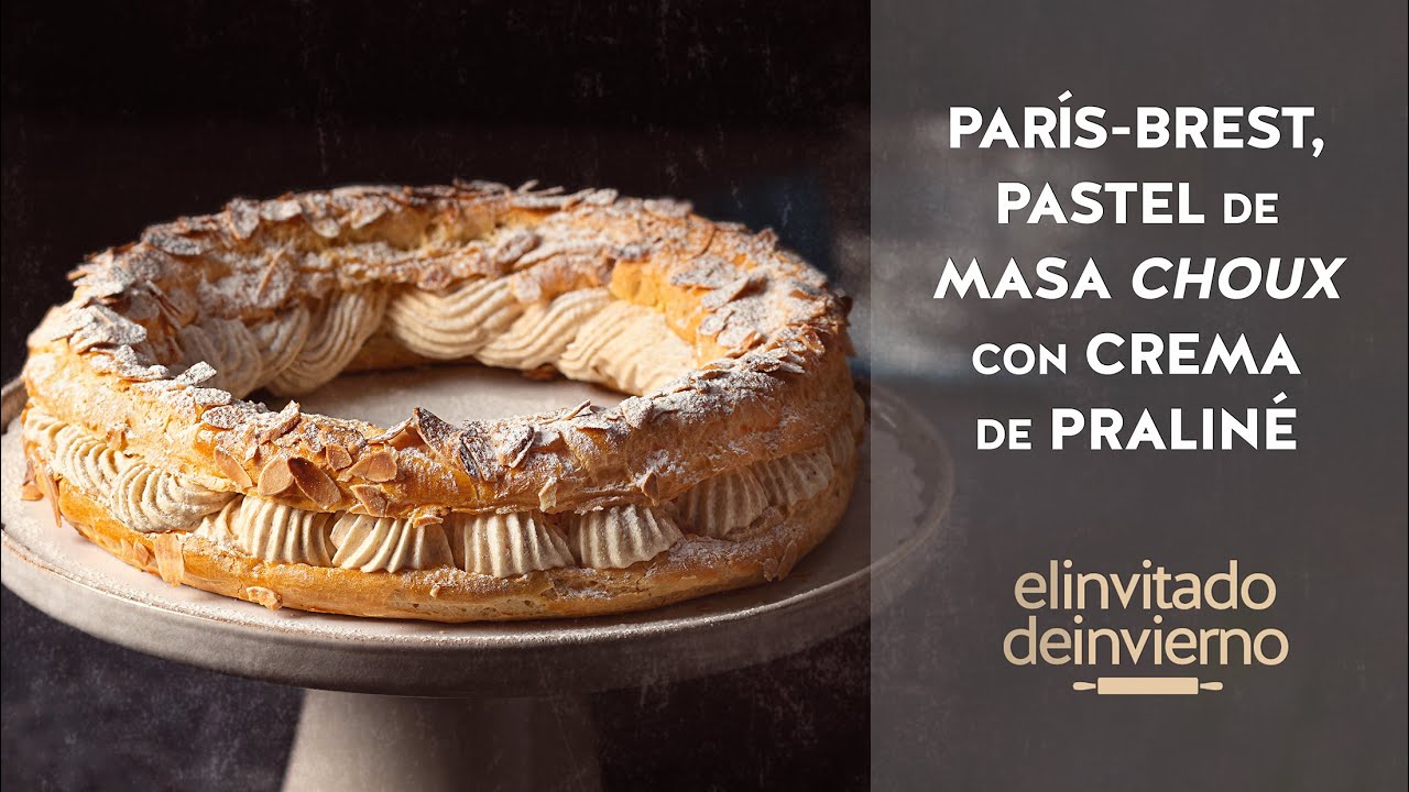 {París-brest}, pastel de masa choux relleno de crema muselina de praliné, delicioso y elegante