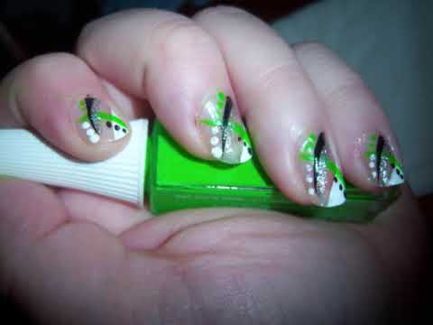 nail neon silver striped noen