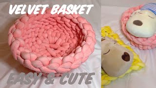 DIY. 2탄 벨벳 항아리 바구니 만들기 | 벨벳 자이언트얀 | 강아지 고양이 반려동물 뜨개 바구니 | Hand Crochet Knitting A Velvet jar Basket