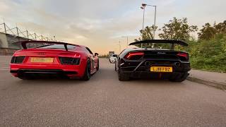 Lamborghini Performante vs Audi R8 V10 Plus Rev battle