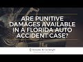 In Florida, you can recover punitive damages in a few different situations. First, if the driver of the vehicle that caused the accident was drunk, driving under the influence, you may be entitled to punitive damages.   Secondly, if they are guilty of willful and wanton misconduct, such as street racing, you may be entitled to punitive damages. Talk to an attorney.  Don't let a car accident ruin your life. Take back control. Contact Gonzalez &amp; Cartwright, P.A., today for your free, personal injury consultation.   https://www.gonzalezcartwright.com/