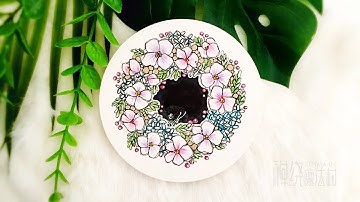 Zentangle 禪繞畫 #1258 How to draw by Eva Wu 禅绕画 ゼンタングル 禪陀羅 Zendala wreath