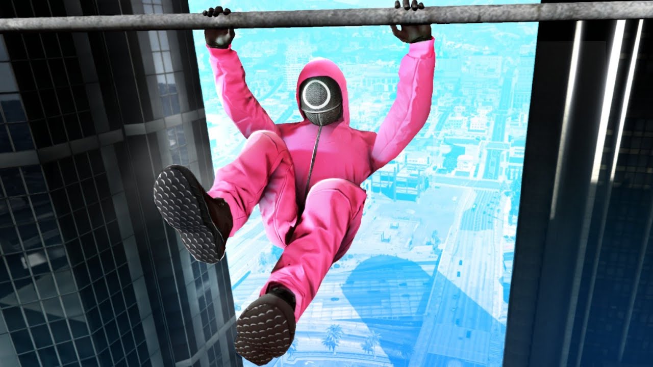 GTA 5 Squid Game Guard Crazy Parkour Fails and Jumps! (No godmode)