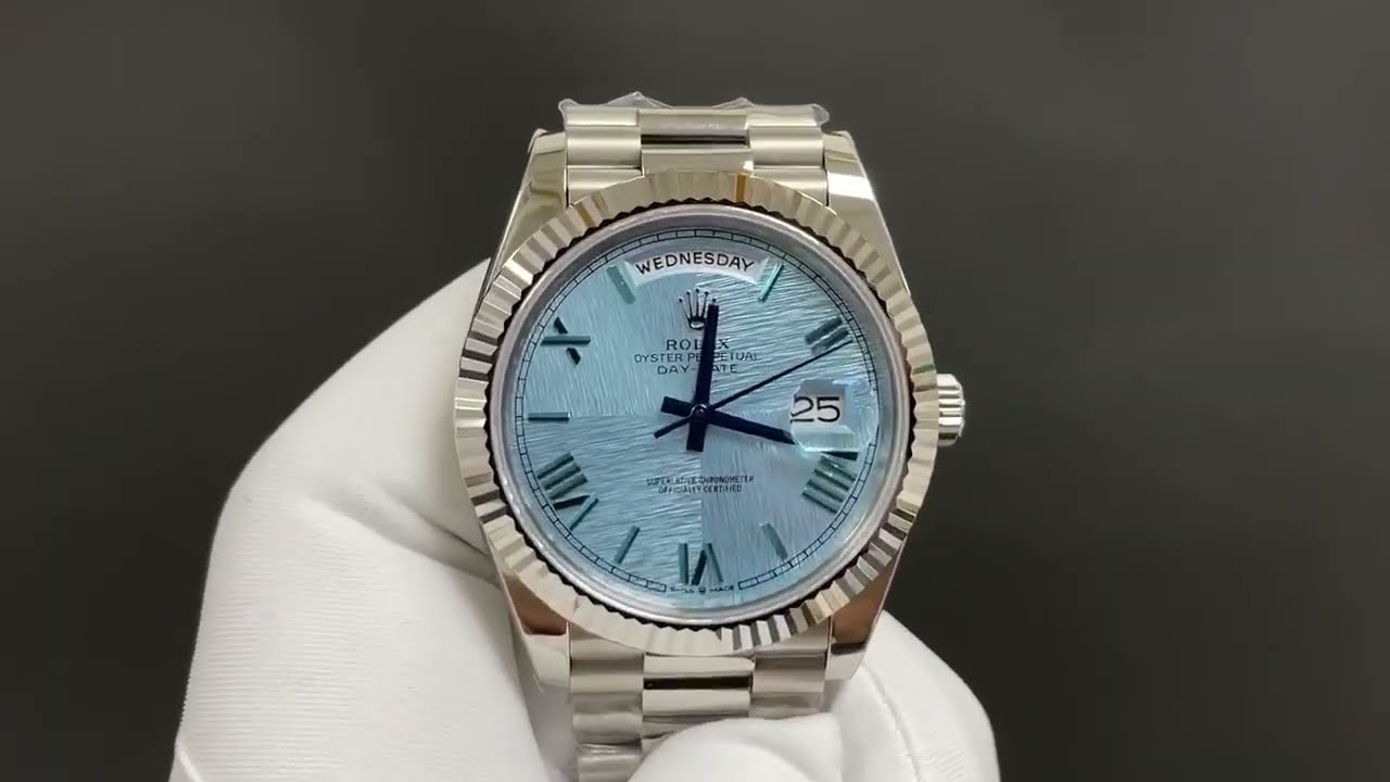 ガッシュGUSH Rolex Day-Date 36 128396 Ice Blue Dial, Platinum, 36.0 mm, Self