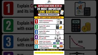 Financial Management Important Questions | AKTU  | Last Minute Revision