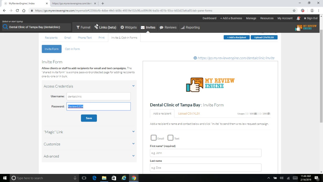 Update MyReviewEngine Knowledge Base - Invites - Opt In Form