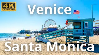 Venice Beach to Santa Monica Beach 4K Walking Tour, Los Angeles, September 2023. Travel Guide USA.