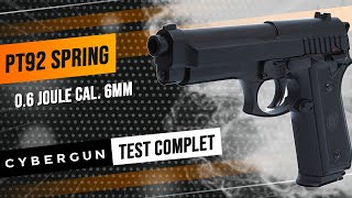 Pistolet à billes PT92 Cybergun SPRING culasse métal 6mm - 12BB - 0.6 joule