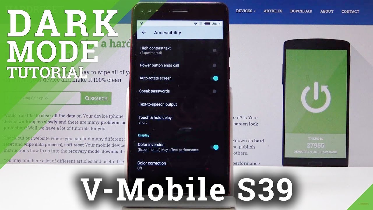 How to Invert Colors in V-Mobile S39 - Switch On Dark Theme