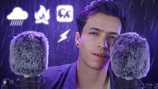 ASMR Susurros Inaudibles, Masaje con Ambientes para Dormir | Lluvia, Fuego, Eco, Océano