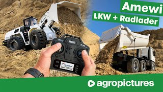 Amewi Radlader und LKW im Test | Schnellwechsler für Vollmetall Bagger | RC Baumaschinen