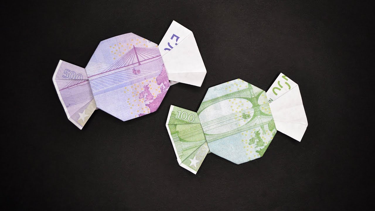 Origami BONBON Geldschein GELD FALTEN Geschenk für Kinder Money CANDY Tutor...
