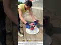 Woman Grinding Stone Stairs Outdoors – Smoothing the Way 🔧