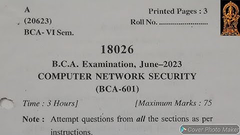 BCA 6th Sem. Computer Network Security University Paper 2023, Computer Network Semester Exam Paper