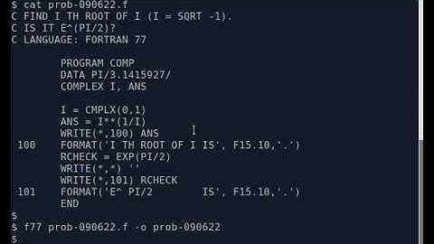 Fortran 77 - Get  ith root of i, i = sqrt(-1)