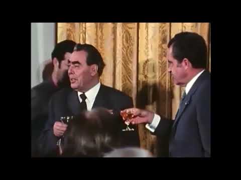 Soviet humour: Brezhnev checks for poison in champagne (1973)