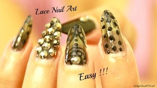 Elegant Black Lace Nail Art Designs tutorial | How to do Lace Nails at home
