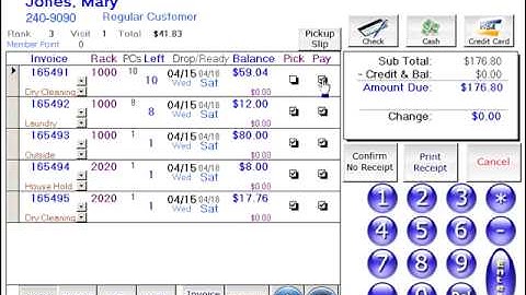 EnlitePOS Dry Cleaner Software - Pickup & Pay Screen (Free Download)