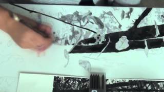 How to paint a patterned portrait with India Ink and mixed media