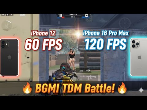 iPhone 12 vs iPhone 16 Pro Max – 60 FPS vs 120 FPS BGMI TDM Battle!🔥