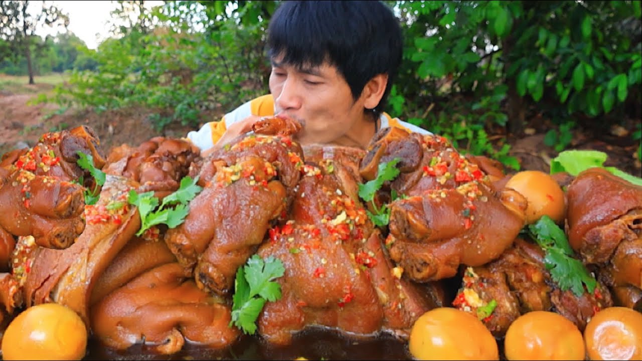 พะโล้ขาหมูจิ้มซีฟู๊ดแกล้มผักสดแซ่บคักอีหลีครับพี่น้องMUKBANG EATING SHOW#โก้อีสานพาแดก