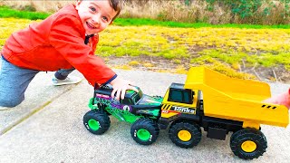 Toy Cars For Kids | Tonka Dump Truck Construction Vehicle Toy for Children