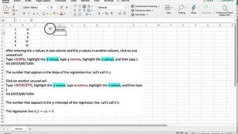 Using Excel to find the Parameter in a Least Squares Regression Line