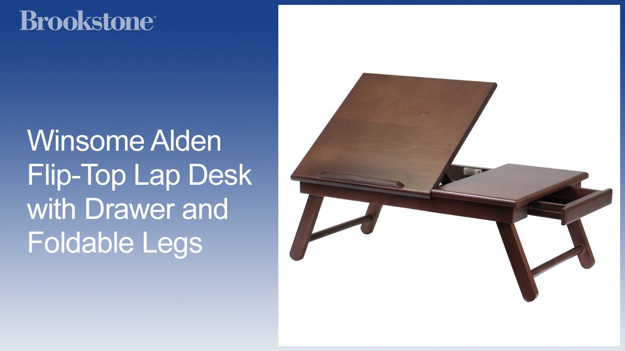 Winsome Alden Flip Top Lap Desk With Drawer And Foldable Legs