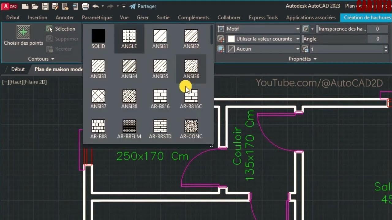 Comment faire des harchures sur autocad youtube