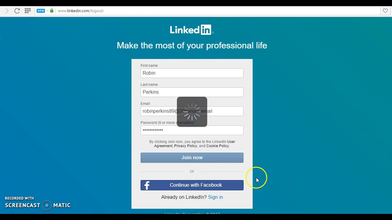sign in linkedin