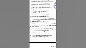 Data structure using c 2023-24 model question paper #ds#coding#shorts#ytshorts#viral#dsquestionpaper