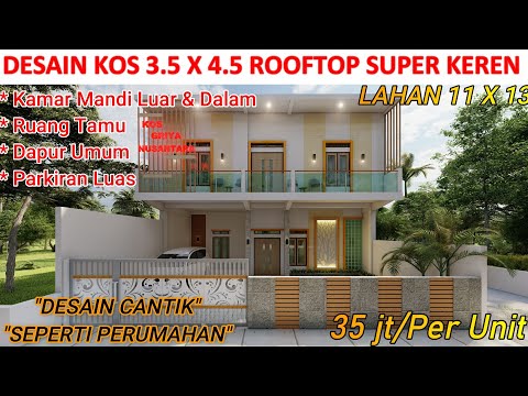 DESAIN KOS 3.5 X 4.5 ll Kamar Mandi Luar & Dalam, R. Tamu, Dapur Umum, Rooftop & Parkiran Luas.