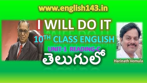 I WILL DO IT 10th class English in Telugu Unit 1 Reading C